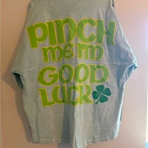Spirit Jersey- LARGE- Green Graphic Tee with Shamrock Design